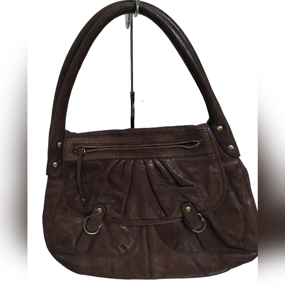 (1391) Gianni Bini Brown Leather Shoulder Purse - Picture 1 of 14